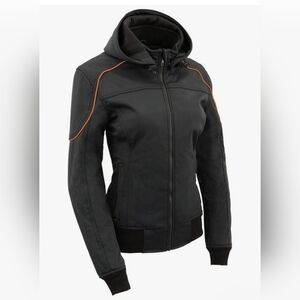 Milwaukee Leather MPL2764 Black Soft Shell Armored Motorcycle Hoodie #1194